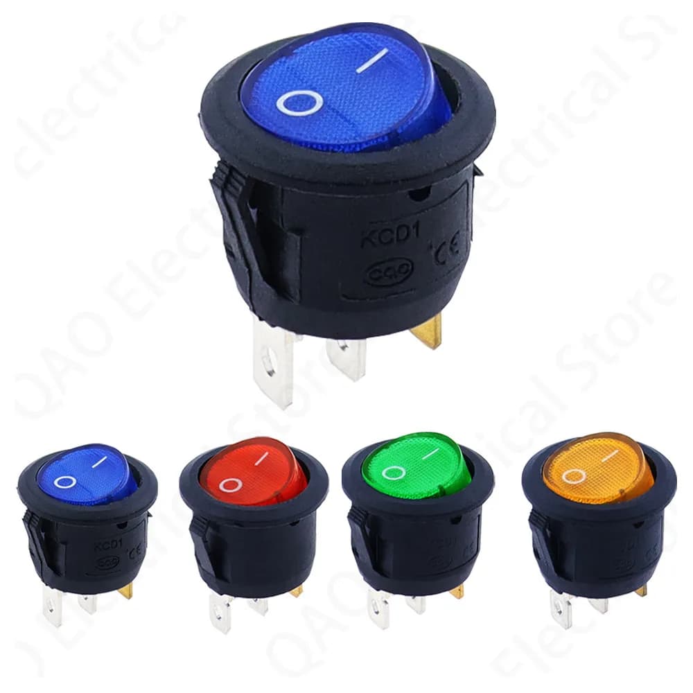 1PCS 12v led switch 20A 12V Light Switch Power Switch Car button lights ON/OFF 3pin Round Rocker Switch - 2