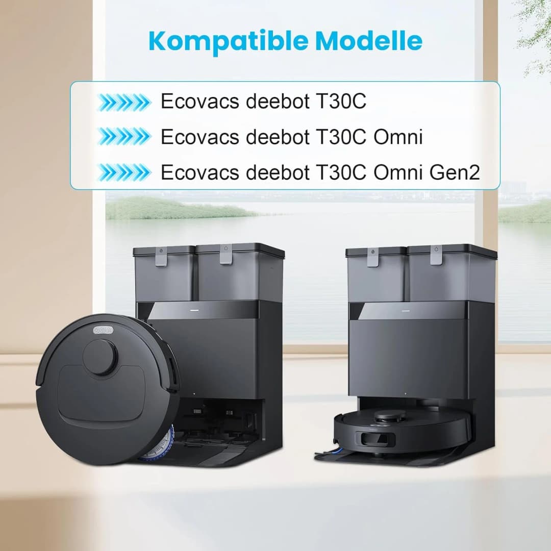 قطع غيار Ecovacs Deebot T30C / T30C OMNI / T30C GEN 2 / T30C OMNI GEN 2، فرشاة، مرشح، ممسحة، قماش، كيس غبار - 2