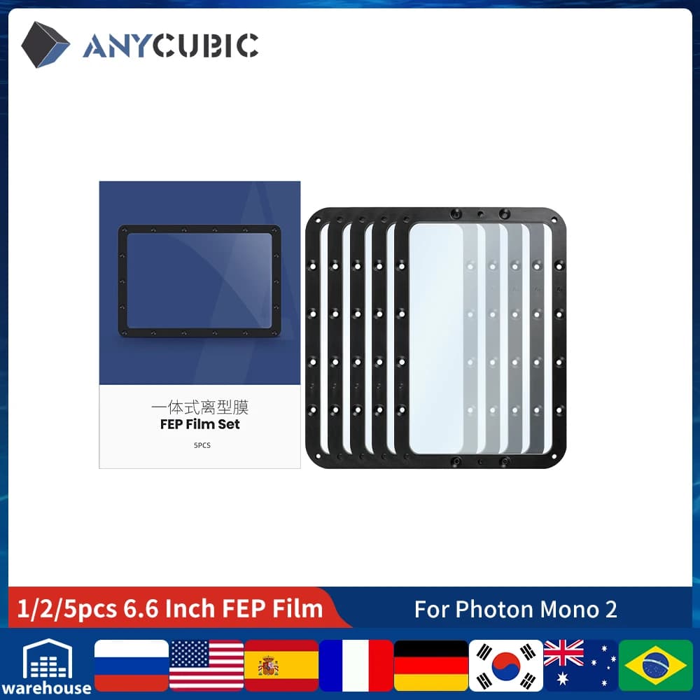 مجموعة فيلم FEP من ANYCUBIC مقاس 6.6 بوصة 1/2/5 قطع لفوتون مونو 2 فيلم إطلاق متكامل لطابعة راتينج ثلاثية الأبعاد LCD قطع طابعات ثلاثية الأبعاد