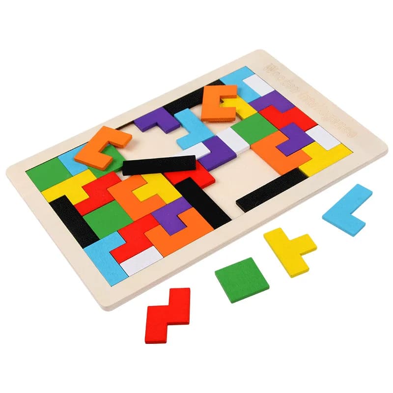لعبة بازل ثلاثية الأبعاد من الخشب Montessori، قطع روسية Tangram، لعبة تعليمية للأطفال من Gowinbaby - 4