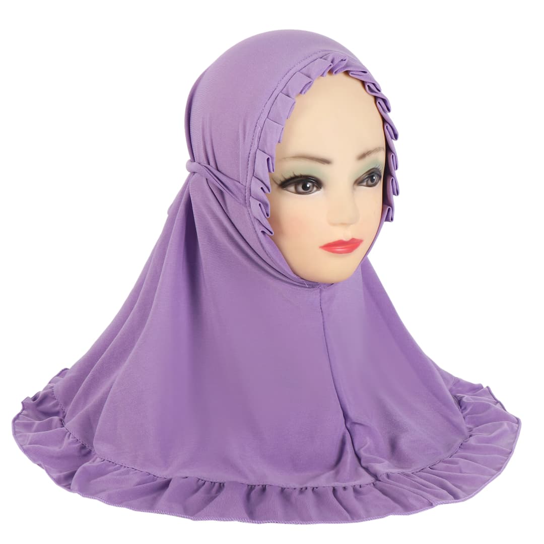 H364 Beautiful Fit 3-6 Years Old Girls Cute Hijab Head Scarf With Crinkles Baby Muslim Shawl Turban Caps - 4