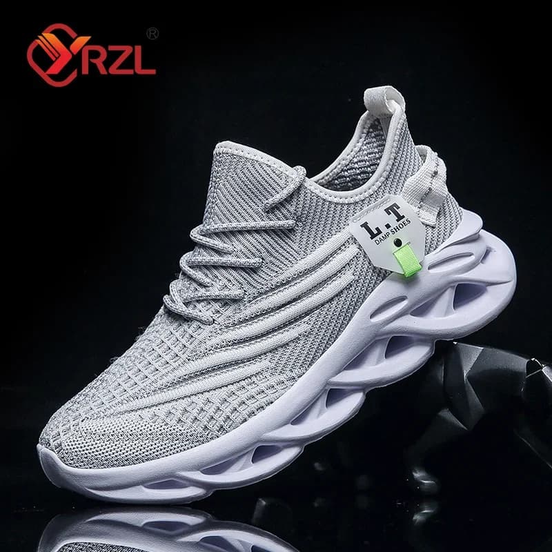 أحذية جري رياضية للرجال من YRZL، أحذية سنيكرز كاجوال للخارج، شبكة تنفس، أحذية تنس سوداء لامتصاص الصدمات للنساء - 3