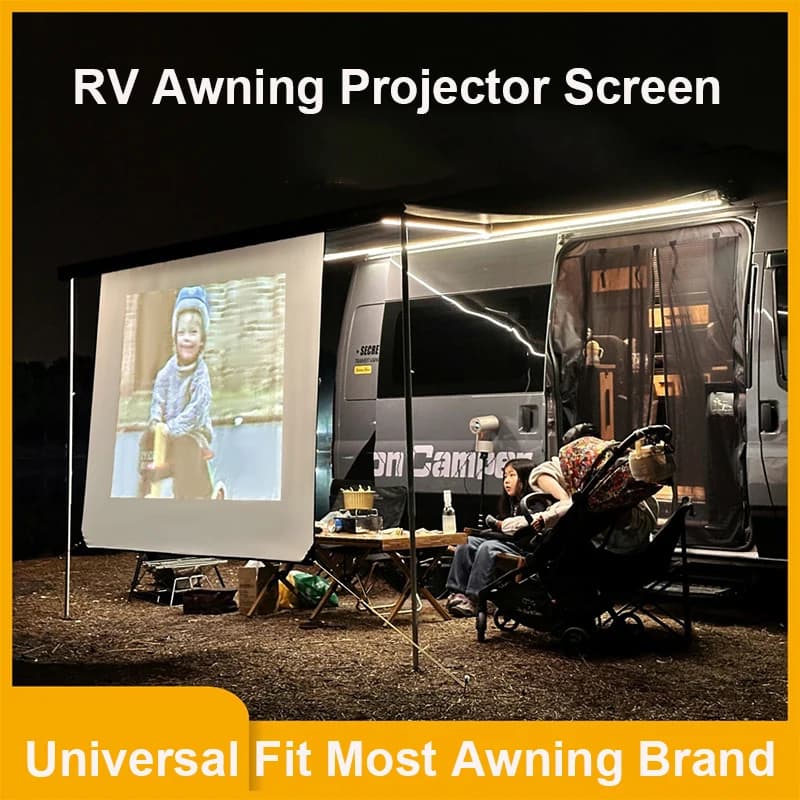 Folding Projection Screen Campervan Projector Screen Kits With C Channel Awning Bead Beder For Outdoor Camping Car Side Tent - 6
