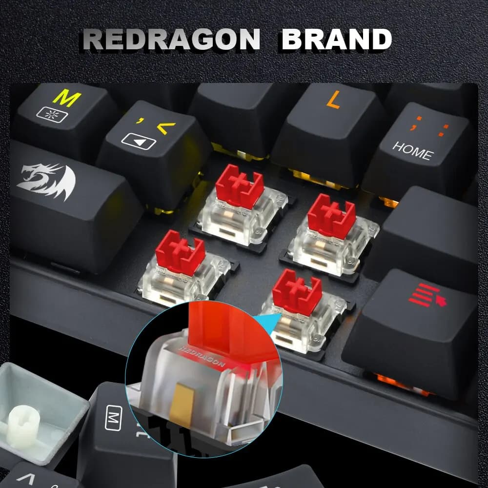 مفاتيح REDRAGON SMD RGB MX 3 دبوس، متوفرة بأنواع كليكي، خطي، لمسي، صامت، بألوان أحمر، أزرق، أسود، بني، أرجواني، مع إضاءة خلفية - 4