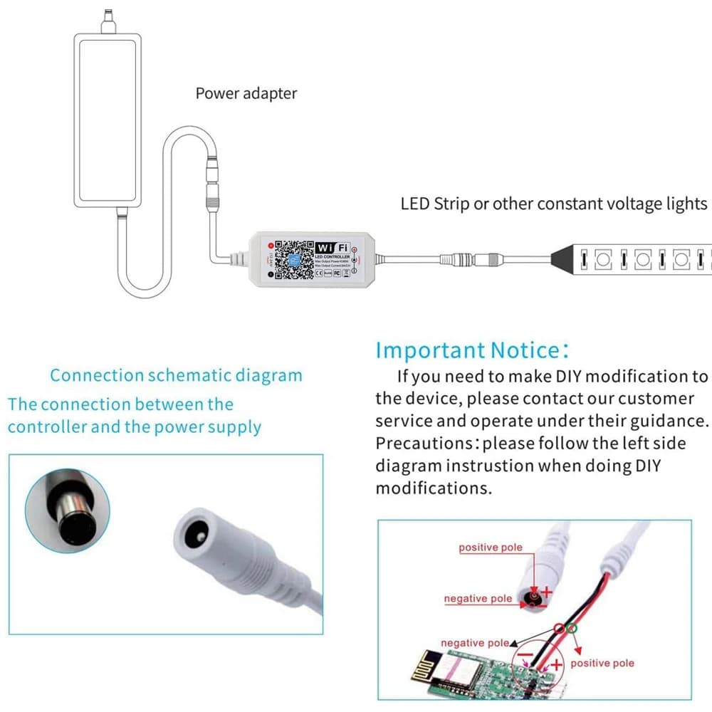 تحكم ذكي عبر Wi-Fi لإضاءة LED، DC 12V/24V، تطبيق MAGIC، تحكم صوتي عن بعد، لإضاءة LED أحادية اللون - 3