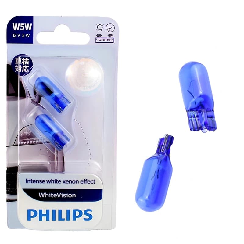 إضاءة داخلية للسيارة Philips W5W T10، 12V 5W، 4000K، بيضاء، مصابيح إشارة أصلية، مصباح قراءة