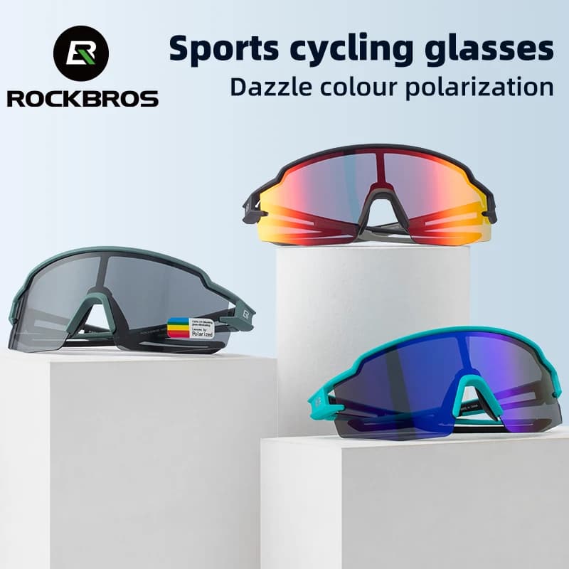 نظارات دراجات ROCKBROS بإطار لقصر النظر، عدسات مستقطبة، نظارات رياضية UV400، نظارات شمسية لركوب الدراجات على الطرق الوعرة - 3