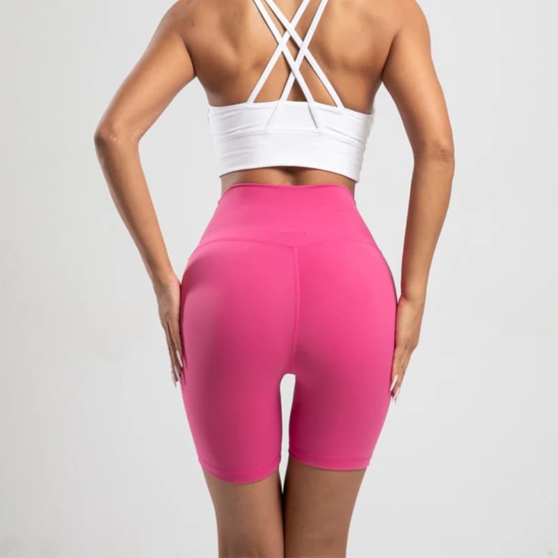 شورتات رياضية للنساء بشعور عارٍ وخصر عالٍ وشورت يوجا داعم وسراويل ضيقة للياقة البدنية وتحكم في البطن - 6