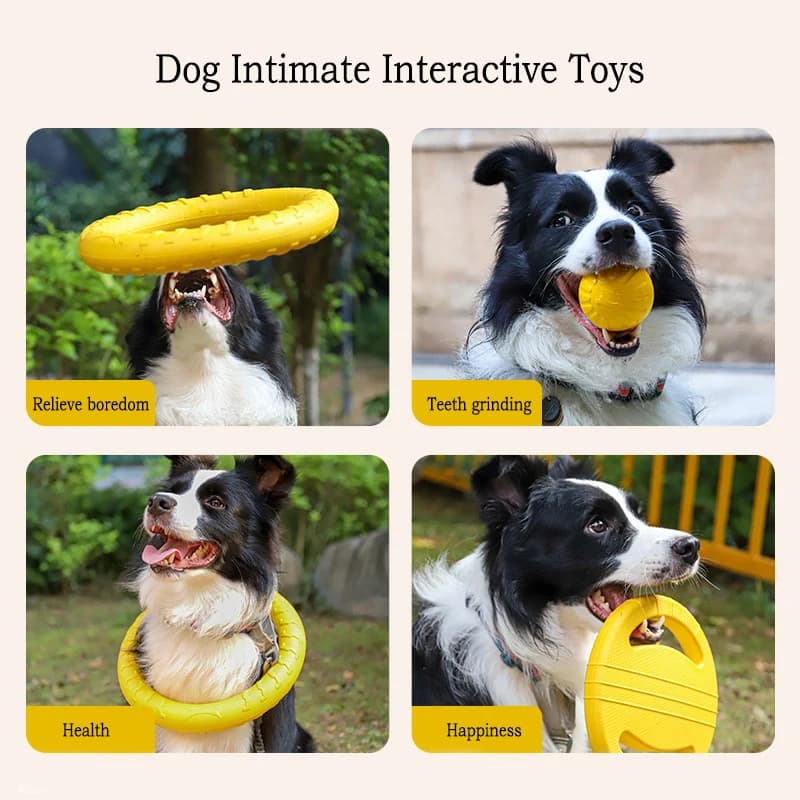 EVA Durable Dog Toys 4 Pack  Flying Disc + Ball + Tug Rope for Puppy&Adult Dogs  Chew-Proof Teeth Cleaning Set（2024 Best Seller） - 4