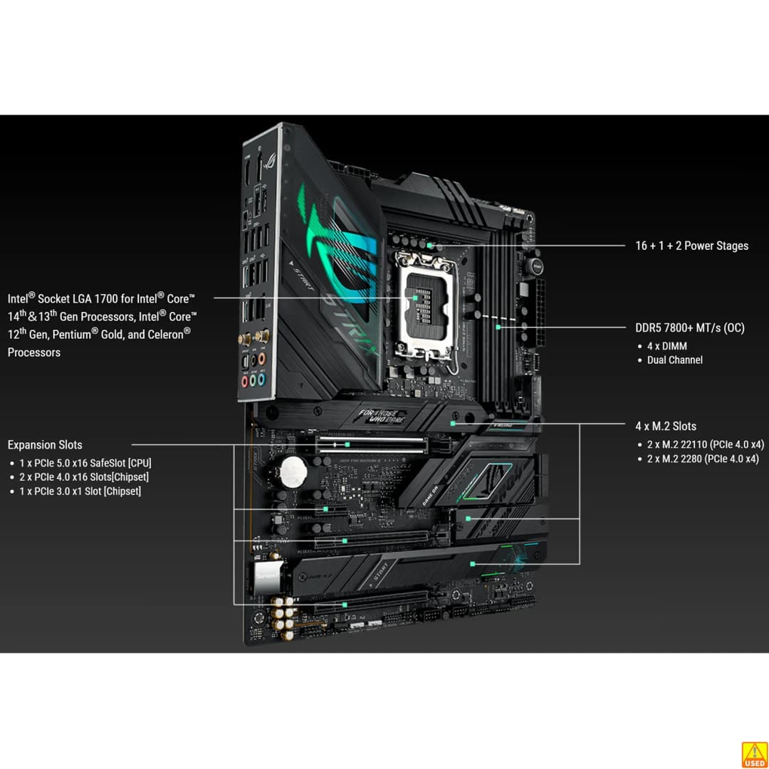 لوحة أم ASUS ROG STRIX Z790-F GAMING WIFI مقبس LGA1700 معالج DDR5 7800+(OC) MHz ذاكرة مجموعة شرائح Z790 لوحة رئيسية ATX - 2