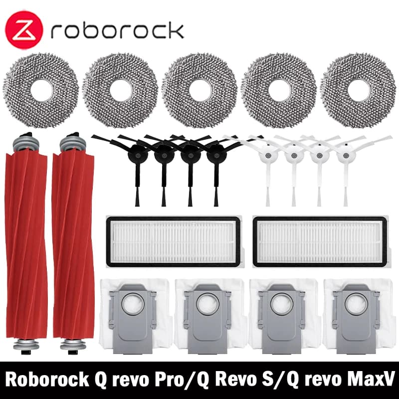 روبوت تنظيف Roborock Q Revo MaxV/Q Revo S/Q Revo Pro ملحق كيس غبار فرشاة جانبية رئيسية فلتر Hepa مناديل