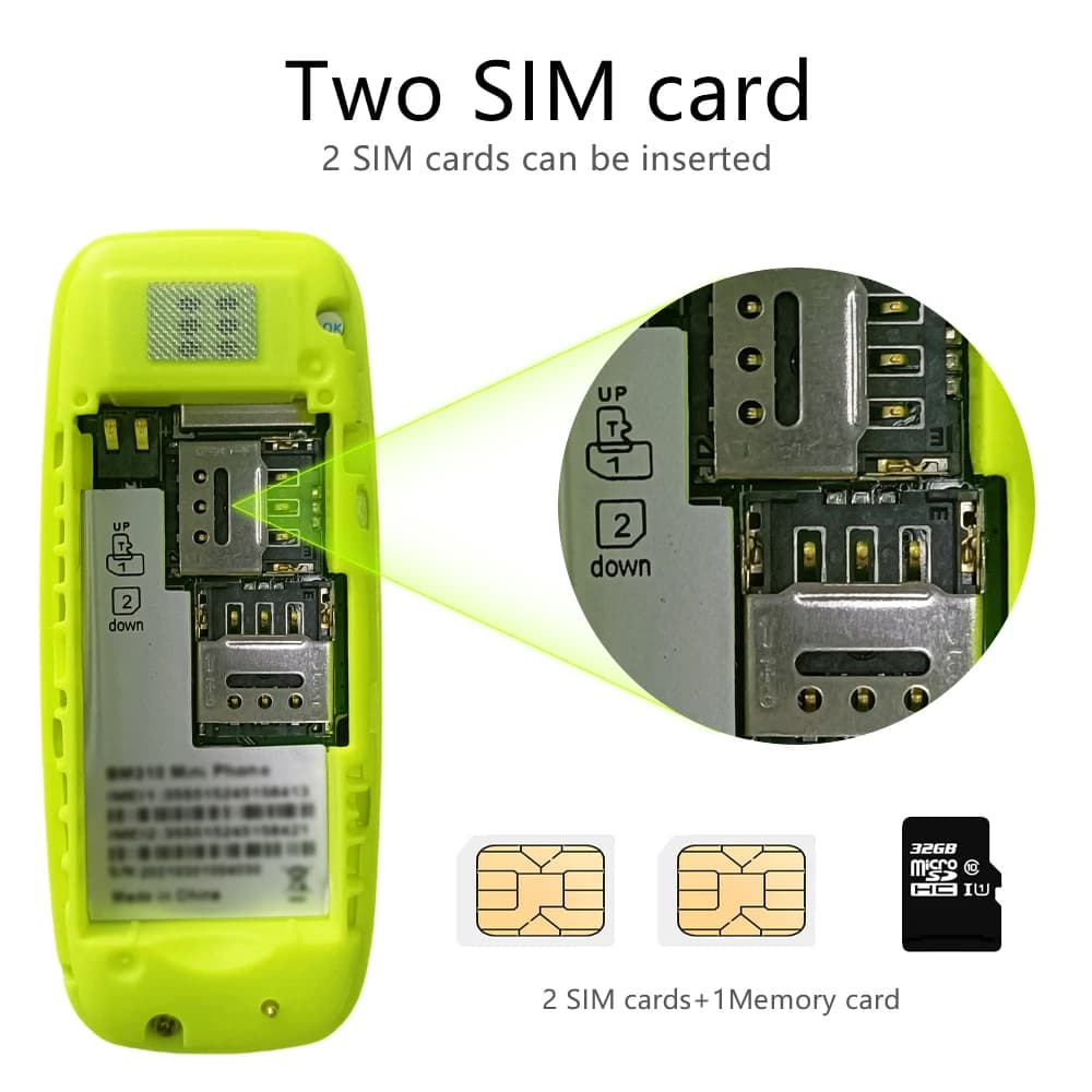 BM310 هاتف محمول صغير، غير مقفول، سماعة بلوتوث، منخفض الإشعاع، تسجيل مكالمات تلقائي، ثنائي الشريحة - 2