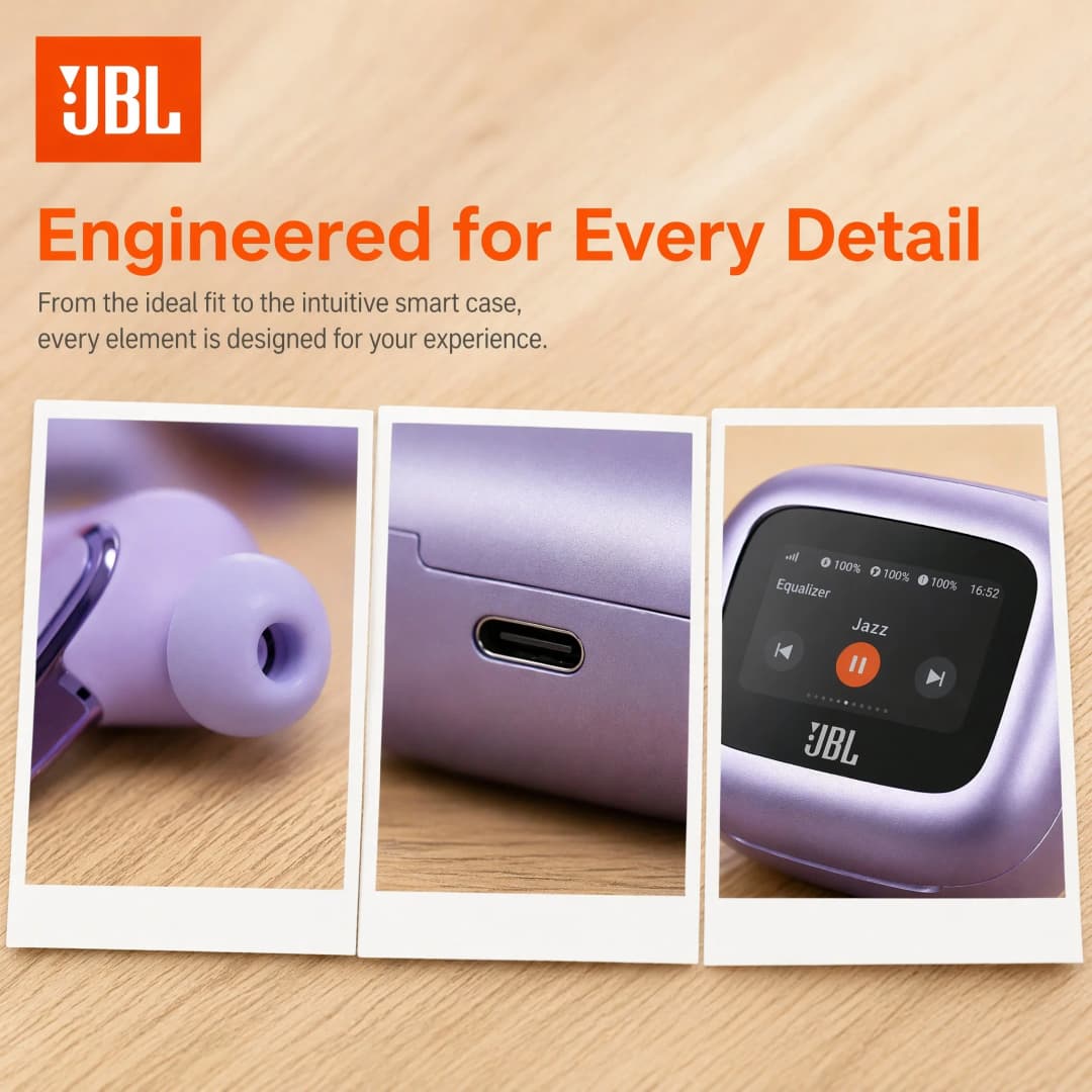 سماعات أذن لاسلكية JBL Live Beam 3 بتقنية البلوتوث، إلغاء الضوضاء، مناسبة للموسيقى والرياضة والفيديو، مع ميكروفون - 5