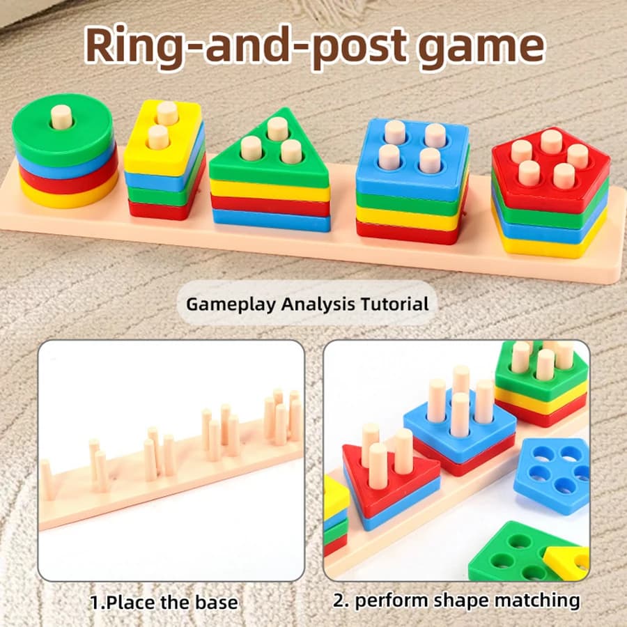 1set - Early Education Equipment Geometric Set Columns, Infant and Child Intelligence Assembly Building Blocks Boy/Girl Toys - 5