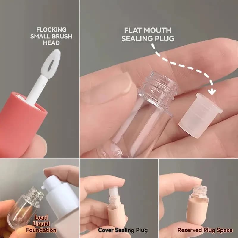 3/5Pcs Mini Empty Lip Gloss Tube Plastic Refillable Bottles Liquid Lipstick Container Lipgloss Sample Bottle Travel Accessories - 4