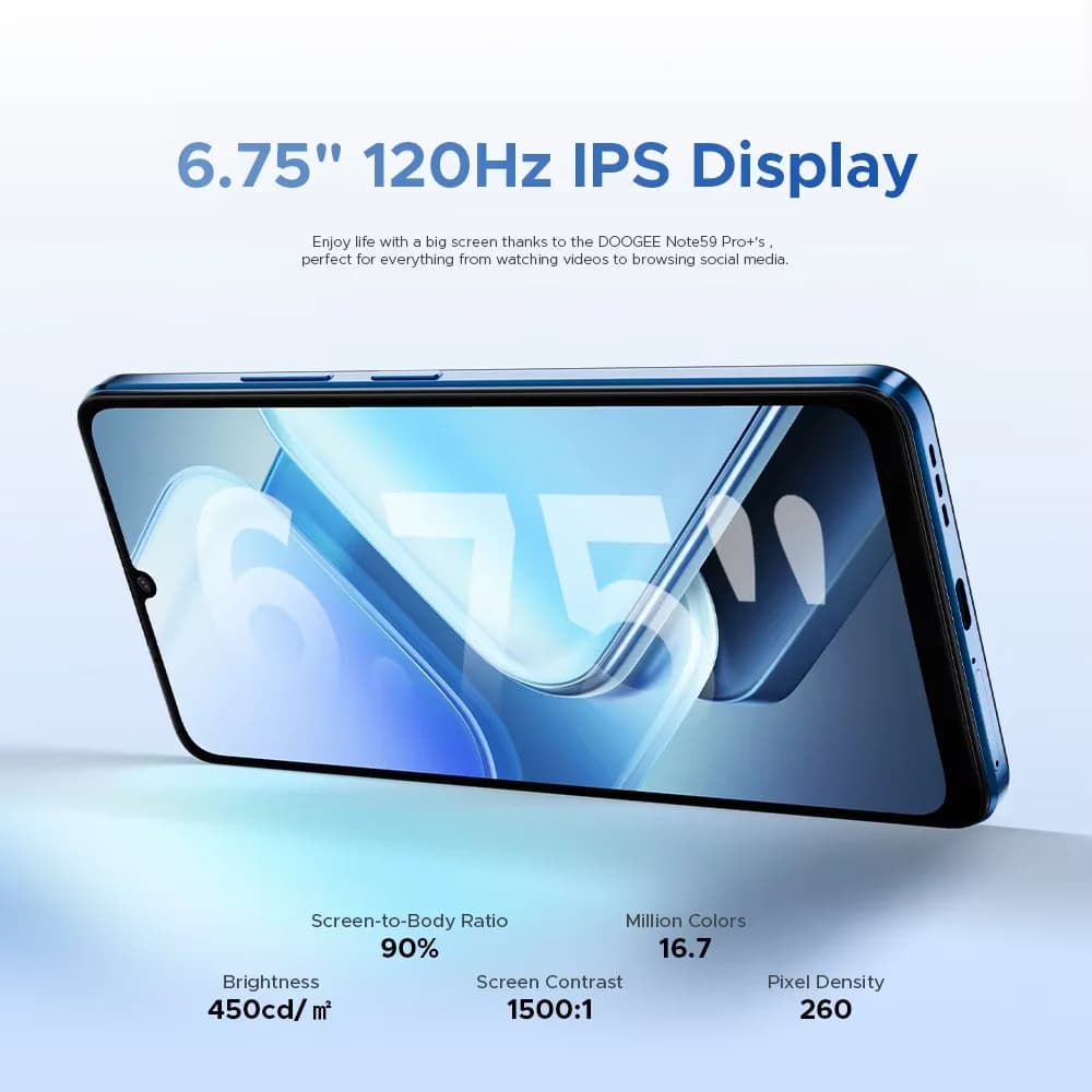 Global Version DOOGEE Note59 Pro+ 5G Smartphone 6.75" HD+ 120Hz 12GB 512GB UNISOC T8200 50MP Camera 6250mAh Battery Android 15 - 4