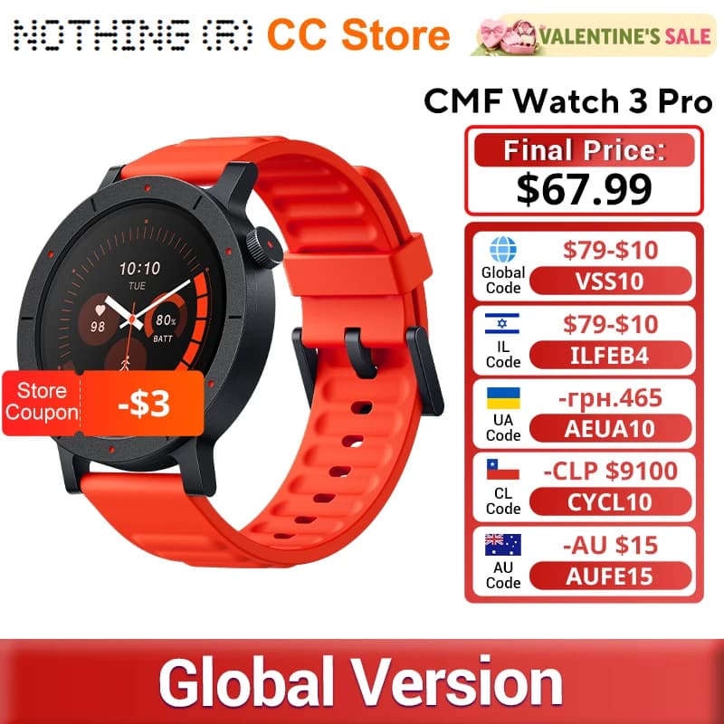 الإصدار العالمي Nothing CMF Watch 3 Pro بشاشة AMOLED 1.43 بوصة مع GPS مزدوج النطاق ومكالمات بلوتوث وساعة ذكية مع 131 وضع رياضي ومراقب أكسجين الدم