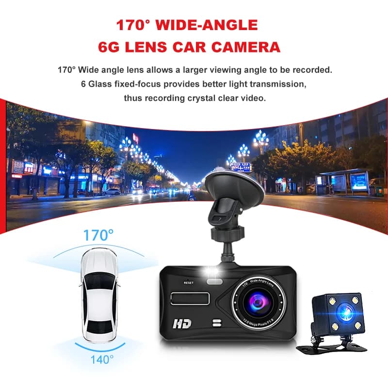Dash Cam Camera Car HD 1080P Touch Night Vision Video Recorder Vehicle CAR DVR Black Box Driver Recorder Front and Rear Dashcam - 2