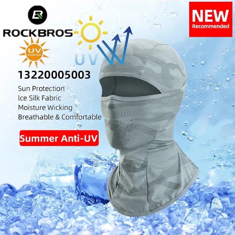 قناع ركوب الدراجات من ROCKBROS لربيع وصيف قناع حماية من أشعة الشمس فوق البنفسجية قبعة بالاكلافا للدراجات وشاح دراجة هوائية أقنعة دراجات نارية رياضية قابلة للتنفس