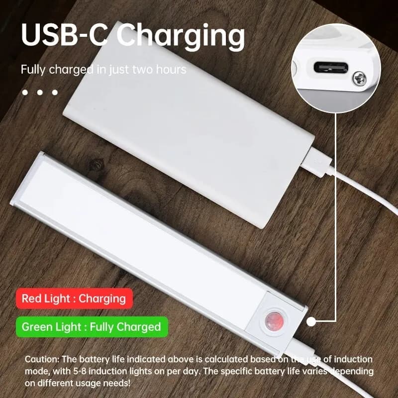 LED Motion Sensor Light Night Light Wireless USB Under Cabinet Light For Kitchen Cabinet Bedroom Wardrobe Sensor Indoor Lighting - 4