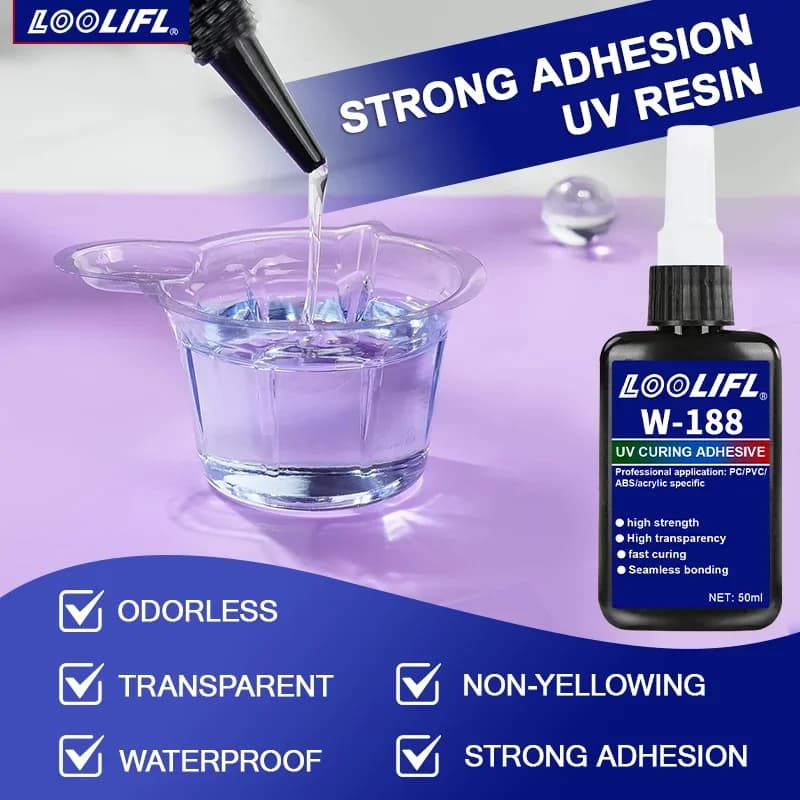 مجموعة راتنج UV مع ضوء، تثبيت وعلاج في ثوانٍ، 50 جرام مجموعة راتنج UV مع مصباح يدوي UV للتلحيم، ضوء زجاجي، ديكور حرفي، دي أي واي - 6
