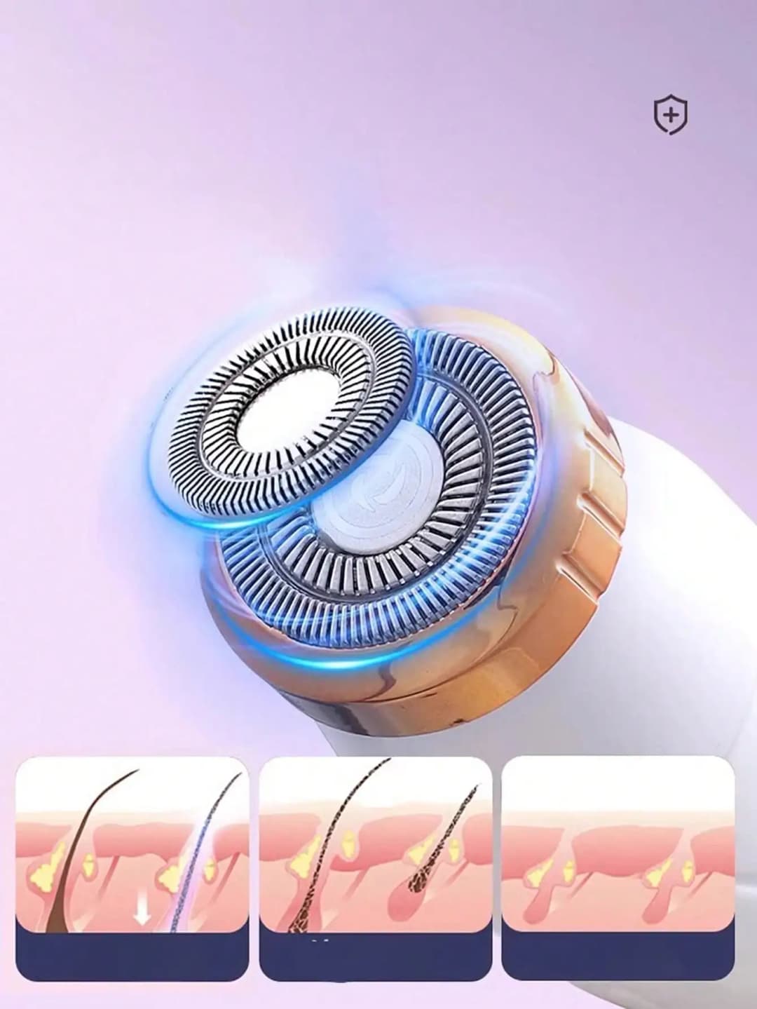 جهاز إزالة الشعر الكهربائي النسائي، بلا ألم، لإزالة شعر الساقين والجسم والشفاه والذقن، مع شفرة للوجه ومنطقة البكيني - 2