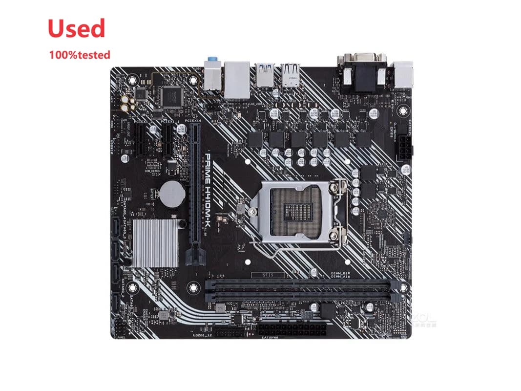 لوحة أم أصلية من Asus PRIME H410M-K لأجهزة الكمبيوتر المكتبية بمعالج Intel H410 H410M DDR4 LGA 1200 i7/i5/i3 USB3.0 مستعملة