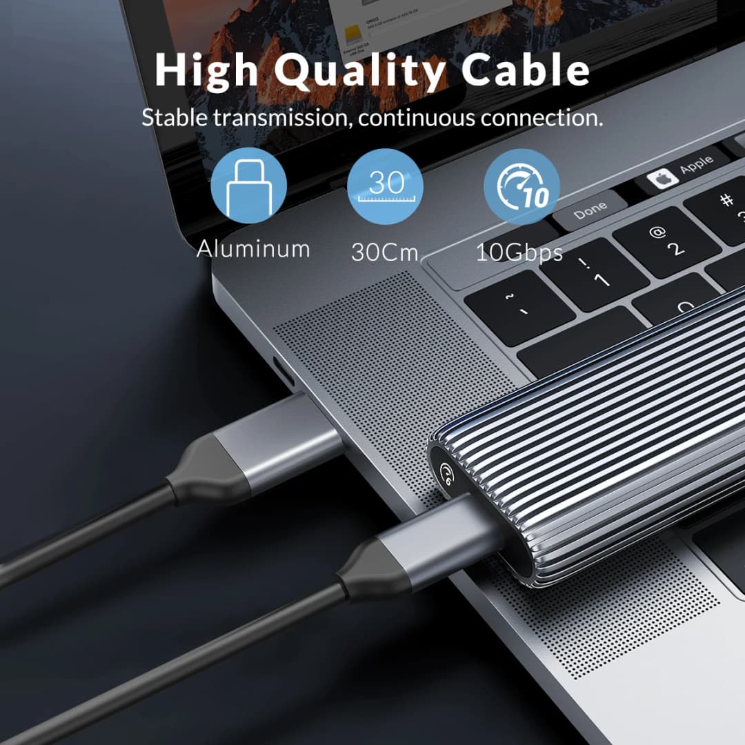 ORICO Tool Free Aluminum M2 NVMe SSD Enclosure 10Gbps PCIe Type C M.2 SSD Case NVMe M Key Solid State Drive Case Support UASP - 3