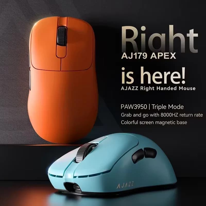 AJAZZ AJ179 APEX PAW3950 30000DPI 8Khz Wireless Gaming Mouse Right Handed Ergonomic Mouse with RGB Magnetic Screen Charging Base