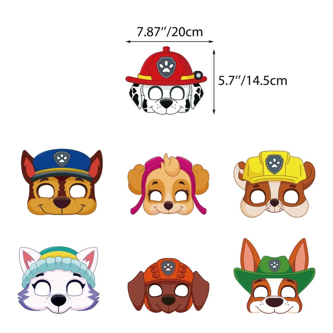 12 قطعة أقنعة وجه Paw Patrol بأشكال مارشال وتشيس وسكاى لحفلات التنكر وزينة أعياد الميلاد للأطفال - 2