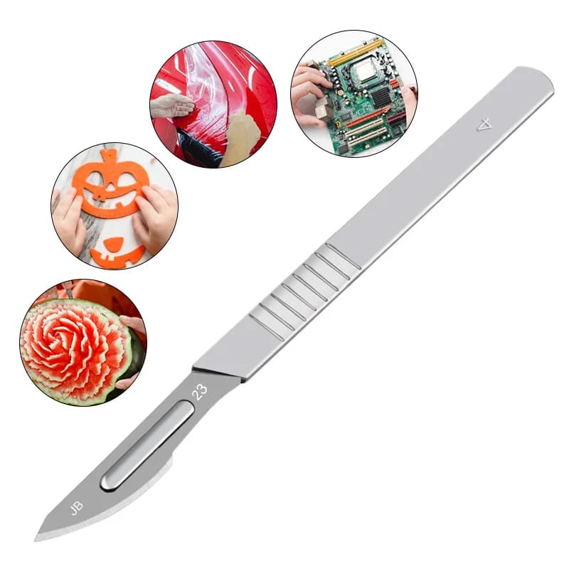 10pcs 11# 23# Carbon Steel Surgical Scalpel Blades + 1pc Handle Scalpel DIY Cutting Tool PCB Repair Animal Surgical Knife - 4