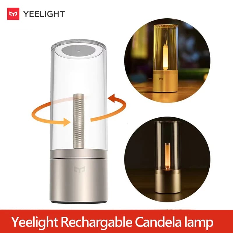 إضاءة شمعة Yeelight القابلة لإعادة الشحن، إضاءة محيطة LED، إضاءة ليلية دافئة 1800K، خافتة دوارة بلا درجات، شحن Type C