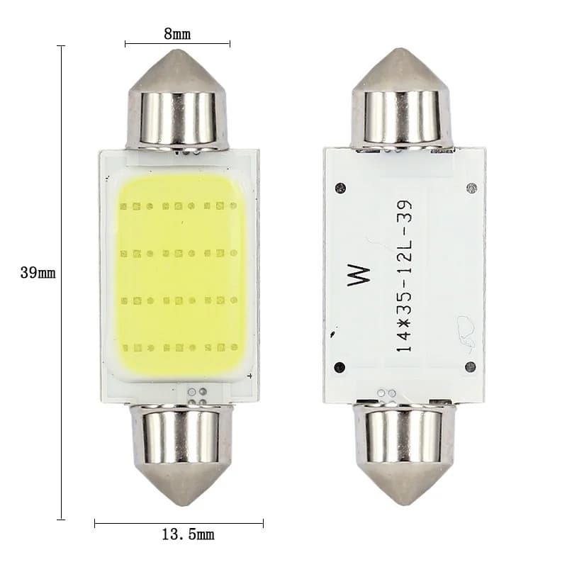 1x مصابيح LED COB C10W C5W بأحجام 31mm و36mm و39mm و41/42mm، 12V، بيضاء للسيارات، إضاءة لوحة الترخيص والداخلية والقراءة 6500K، 12SMD - 4