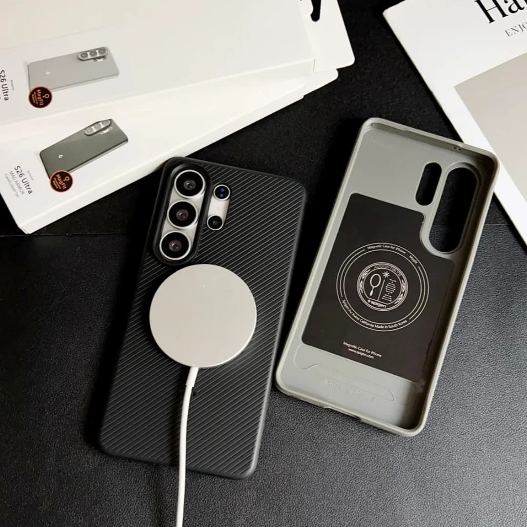 غطاء هاتف Spigen من مادة TPU غير لامع مع تقنية Magfit مغناطيسية لهواتف سامسونج S26 Ultra وS25 Plus وS26، متوافق مع الشحن اللاسلكي Magsafe، مقاوم للصدمات - 3