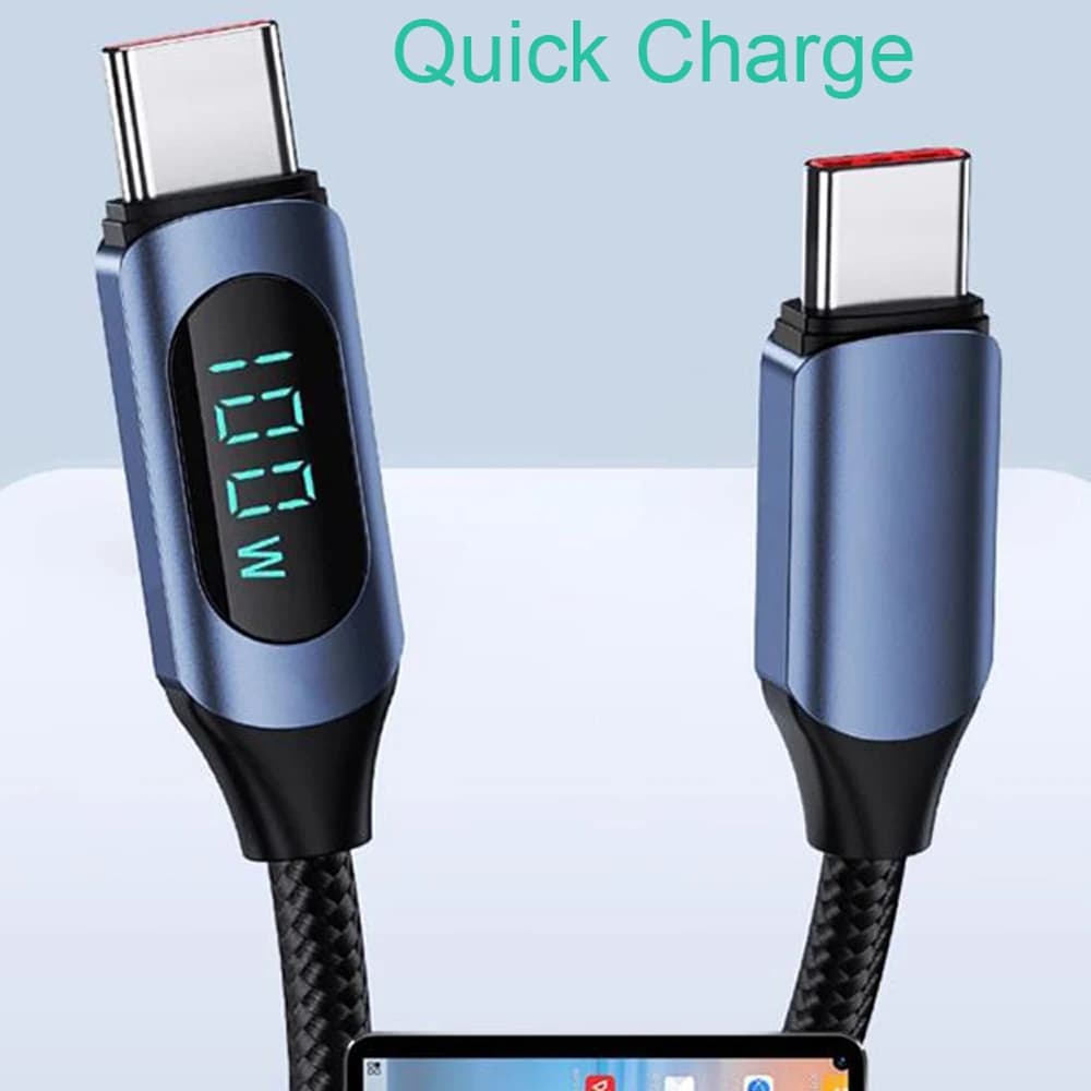 100 واط 1 متر/2 متر نوع C إلى نوع C PD شحن سريع شاحن سريع USB C إلى USB C كابل عرض ل Xiaomi POCO هواوي سلك بيانات - 2