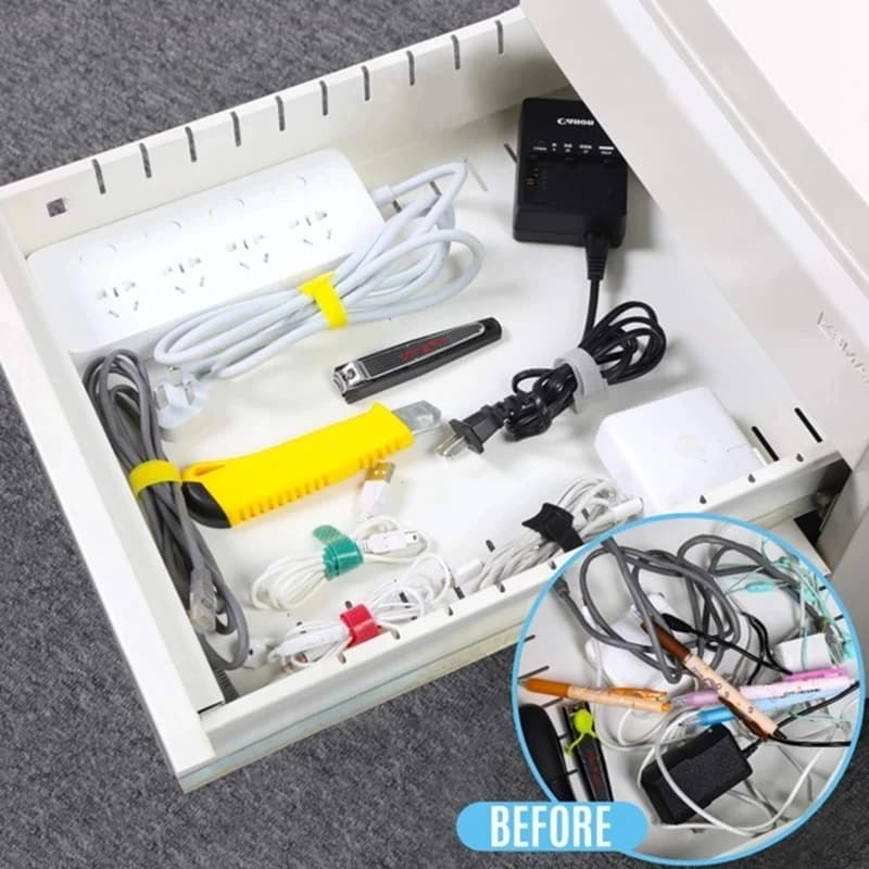 50/30/10PCS Cable Organizer Winder Ties Wire Management Holder Reusable Clip Protector Nylon Strap Mouse Earphones Hoop Tape - 3