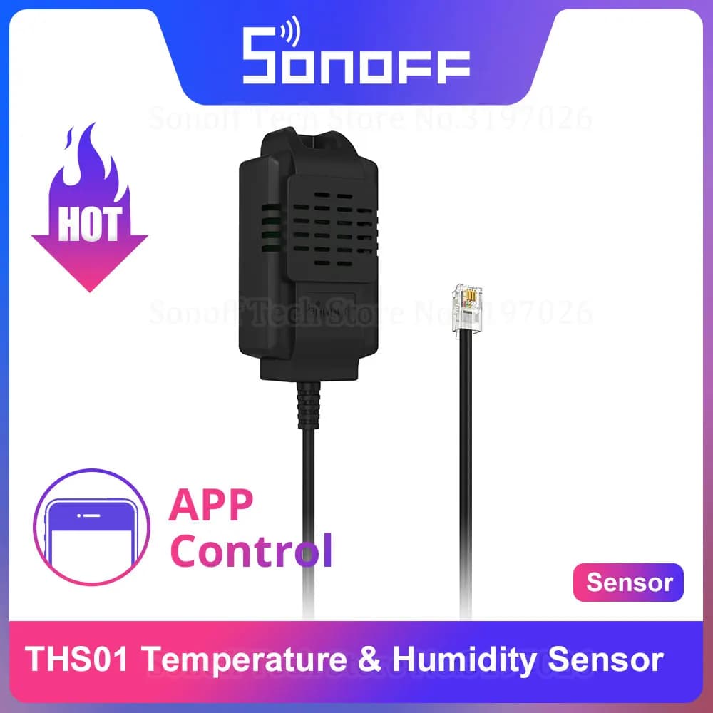 SONOFF THS01/WTS01 وحدة مراقبة مستشعر درجة الحرارة والرطوبة عالية الدقة كابل تمديد RL560 متوافق مع TH Elite/Origin - 5