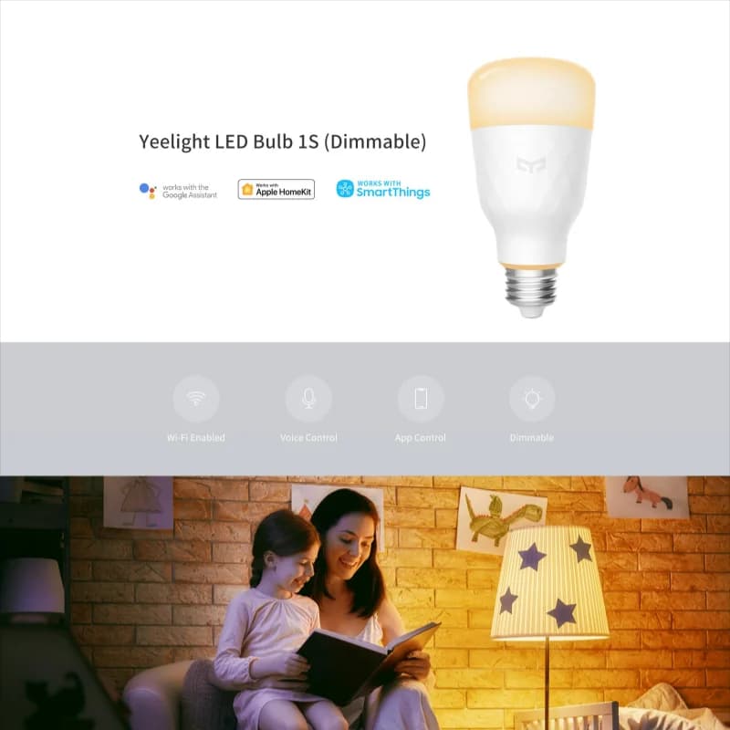 مصباح ييليت LED 1S E26/E27 إضاءة دافئة سطوع قابل للتعديل تحكم صوتي واي فاي إضاءة ذكية لهوم كيت منزل مي جوجل أليكسا - 2