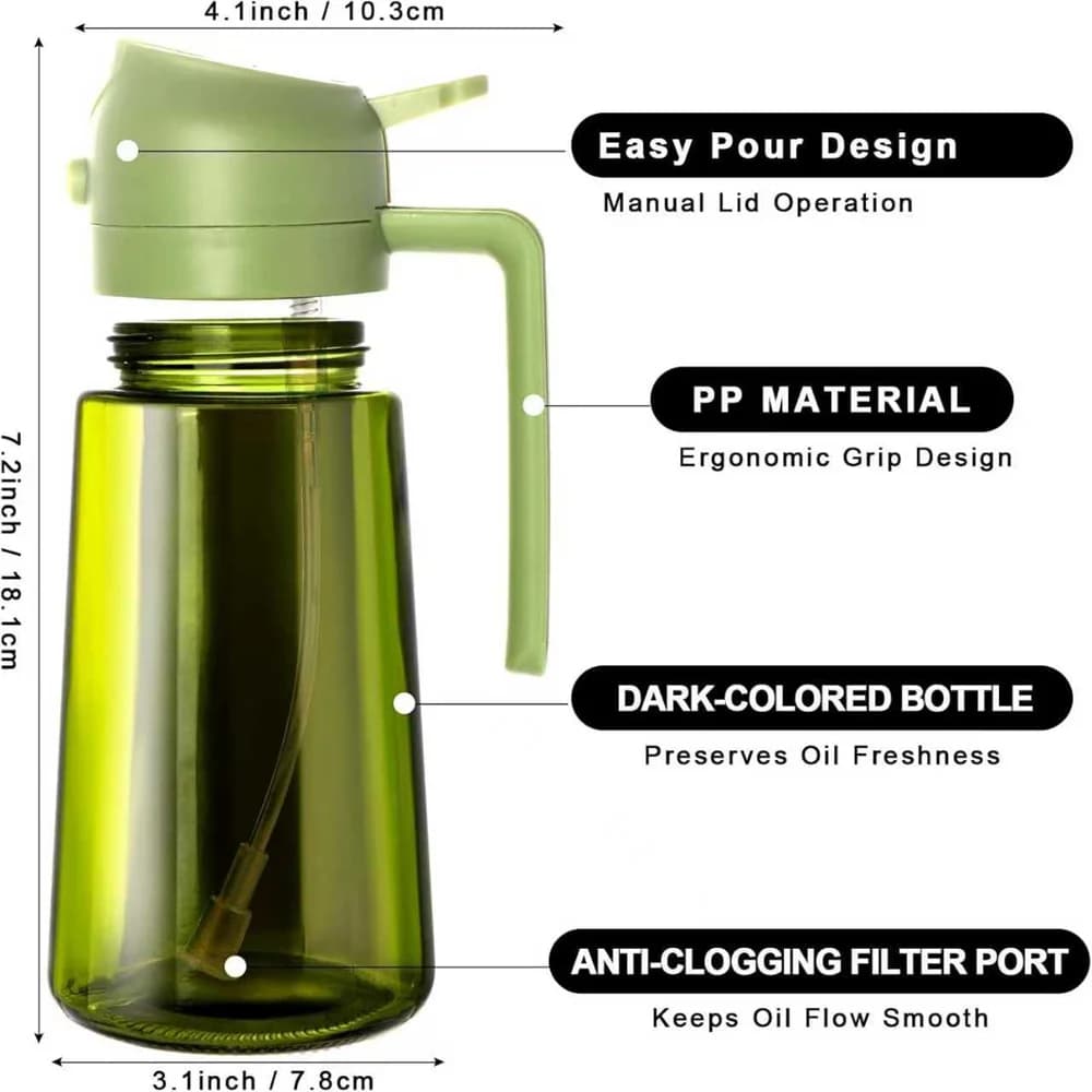 470 ml Oil Sprayer for Cooking,2-in-1 Olive Oil Dispenser and Oil Spray Bottle,Oil Spray with Stickers,Thick Glass Spray Bottle - 3