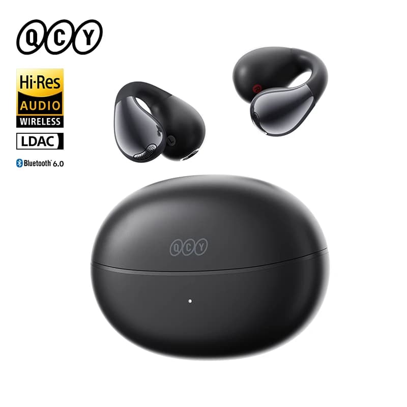 سماعات أذن كليب QCY Crossky C30S بلوتوث 6.0 لاسلكية، جودة صوت عالية الدقة LDAC، سماعات أذن مفتوحة، سماعات رياضية كليب-أون، عمر بطارية 40 ساعة