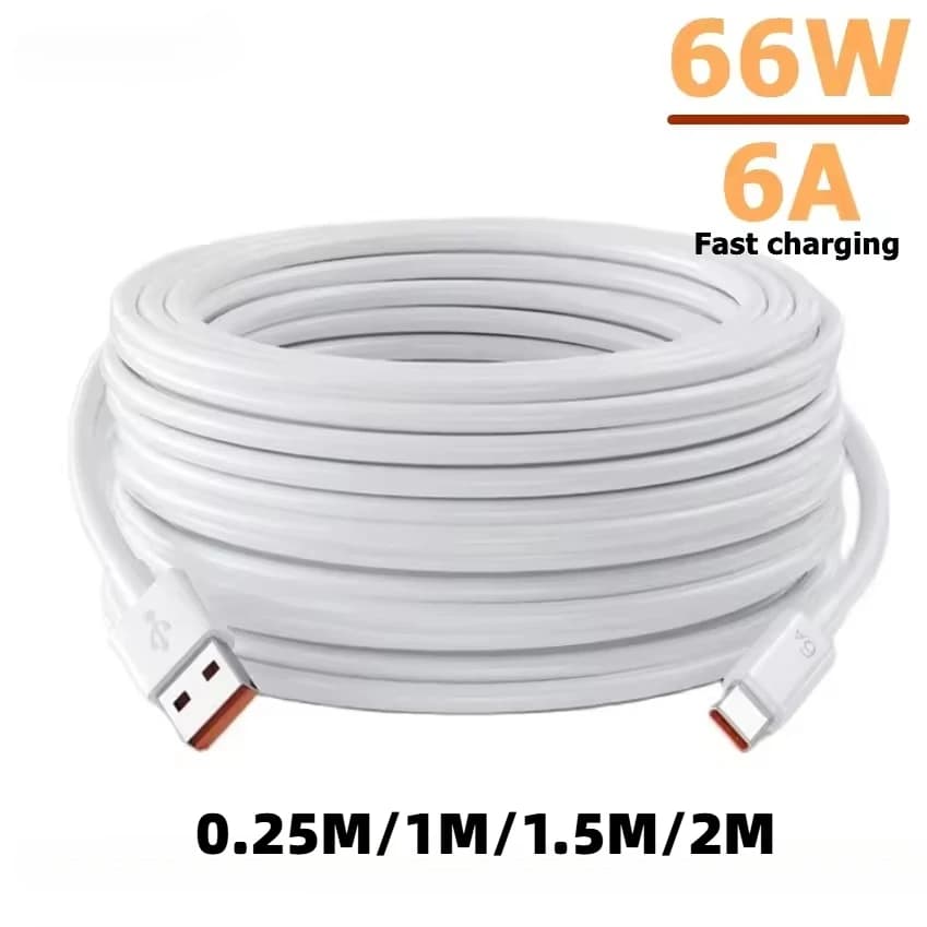 كابل شحن سريع USB Type C بقوة 66W بطول 3M و5M و8M و10M و12M ومنفذ USB C كابل بيانات عالمي لهواتف Huawei وXiaomi وSamsung