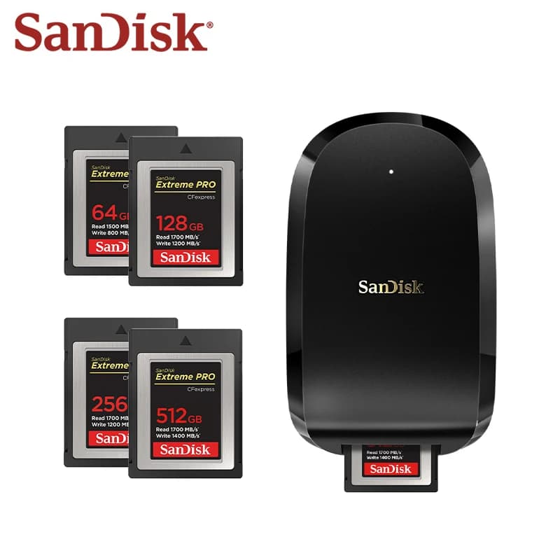 بطاقة Sandisk Extreme PRO CFexpress Type B، 64GB/128GB/256GB/512GB، ذاكرة عالية السرعة، مناسبة للكاميرات 4K