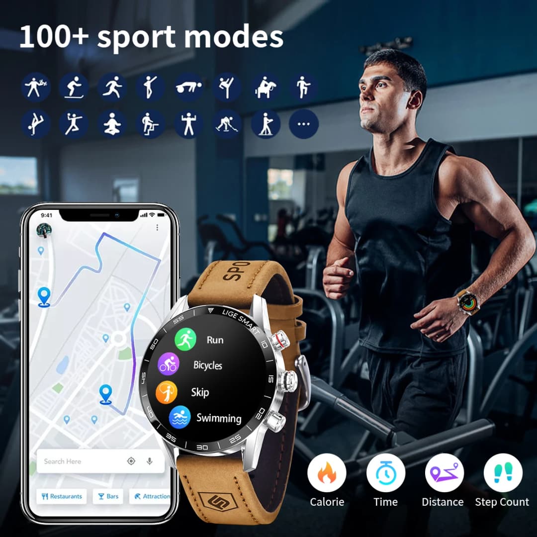 LIGE 2024 New Rugged Military GPS Smart Watch Men AMOLED HD Screen Heart Rate Bluetooth Call Waterproof Outdoor SmartWatch - 6