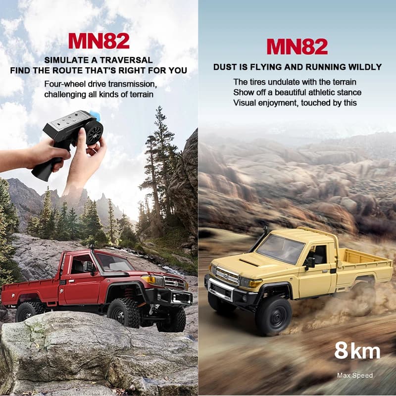 ZWN MN82 سيارة Rc كلاسيكية 1:12 مع إضاءة LED، محاكاة كاملة، LC79، 4WD، تحكم عن بعد، مركبة لاقط، نموذج لعبة - 4