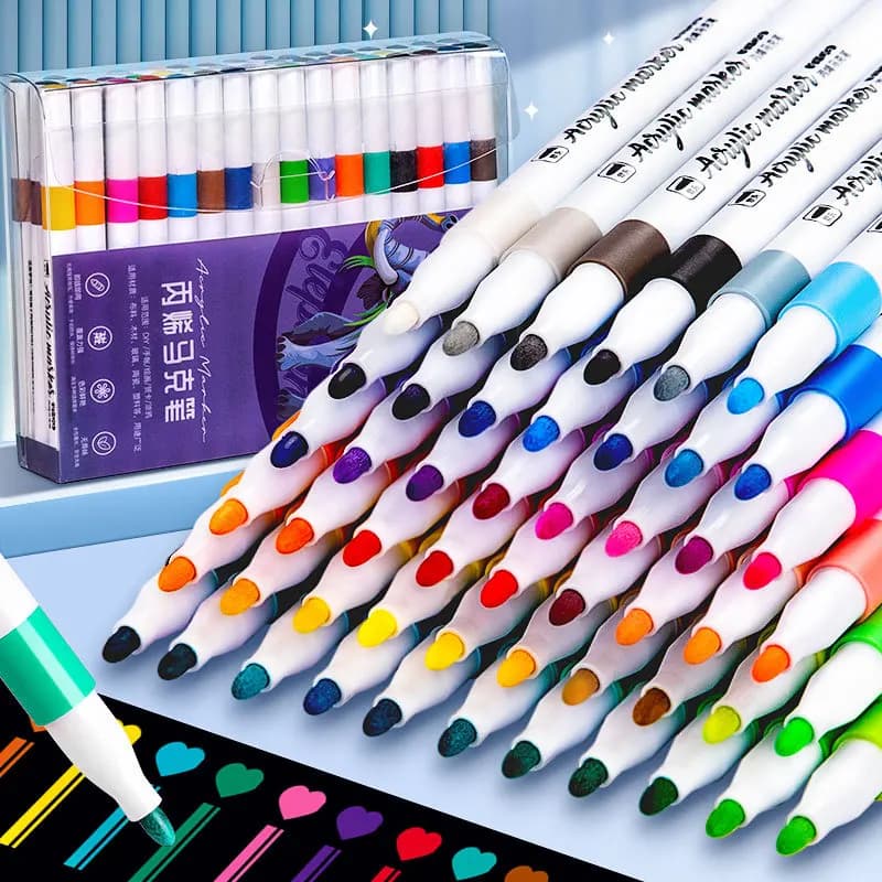 الاكريليك ماركر 12-80 لون مجموعة أقلام لرسم رسم الطلاء الفن علامات الكتابة على الجدران حجر السيراميك الزجاج الخشب DIY بها بنفسك الحرف لوازم
