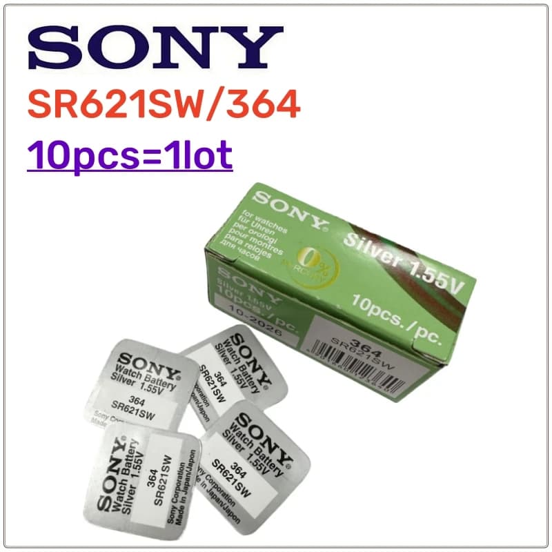 10Pcs Original SONY 364 SR621SW AG1 LR621 364 164 531 SR621 SR60 CX60 Button Battery For Watch Toys Remote Cell Coin Batteria
