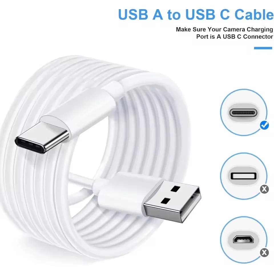 كابل مايكرو USB C بطول 1/3/5/8/10 متر سلك شحن طويل من نوع C إلى C لكاميرات Xiaomi Mi وكاميرات الأمان - 4