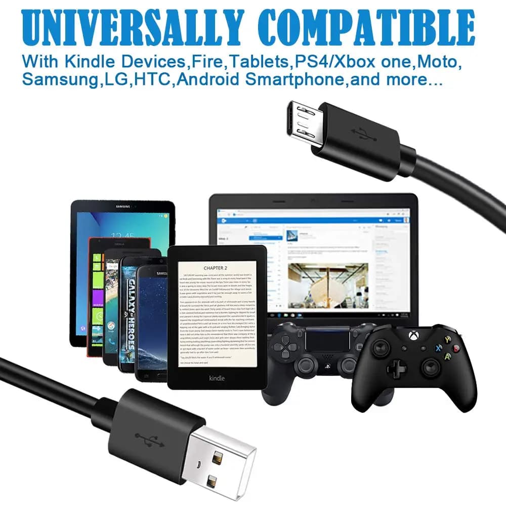 كابل شحن عالي السرعة مايكرو USB لأندرويد، لسامسونج جالاكسي S7 إيدج وS6 وS5 ونوت 5 وموتو وLG وHTC، خط بيانات لفأرة لوجيتك - 6