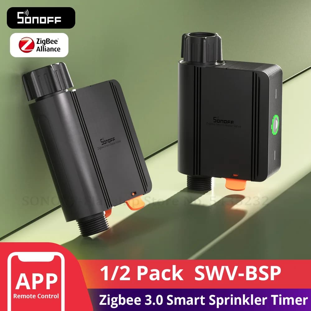 1-2 قطع SONOFF SWV BSP خيط قياسي زيجبي صمام مياه ذكي IP55 متحكم في الرش الري التلقائي للمنزل أليكسا وجوجل