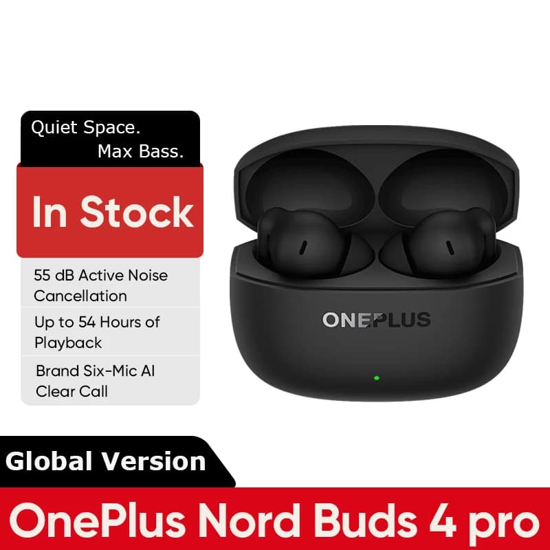  OnePlus Nord Buds 4 Pro TWS Wireless Earphone Global Version Hi-Res Audio 55dB Active Noise Cancellig Bluetooth 6.0